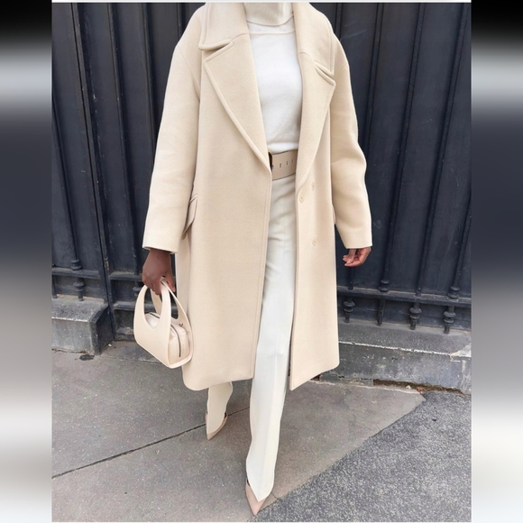 Zara Oversized Coat Cream - Picture 9 of 17